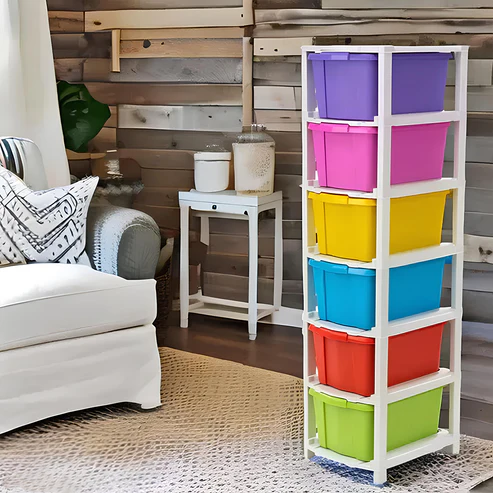 05_2930824f-dd20-4195-9021-2eee80d1c780 6-Layer Multi-Colored Plastic Storage Drawer Cabinet - Image 1