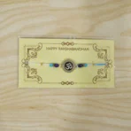 Om Designer Rakhi with Blue Beads (1 Pc) - Image 5