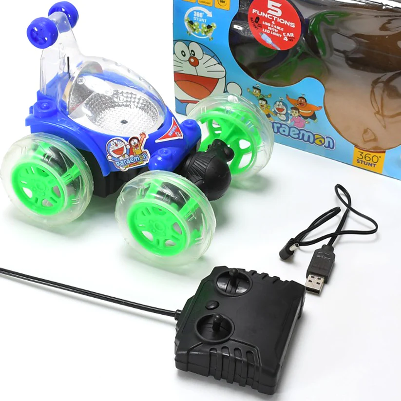 10_d1a4e0f0-176a-453f-9dcc-f868dc36f71b Rechargeable 360° Stunt Remote Control Car with 3D Lights & Music for Kids - Image 1