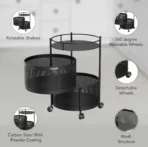 Metal Round High Quality Kitchen Trolley with Wheels (3 Layer / 1 Pc) - Image 3