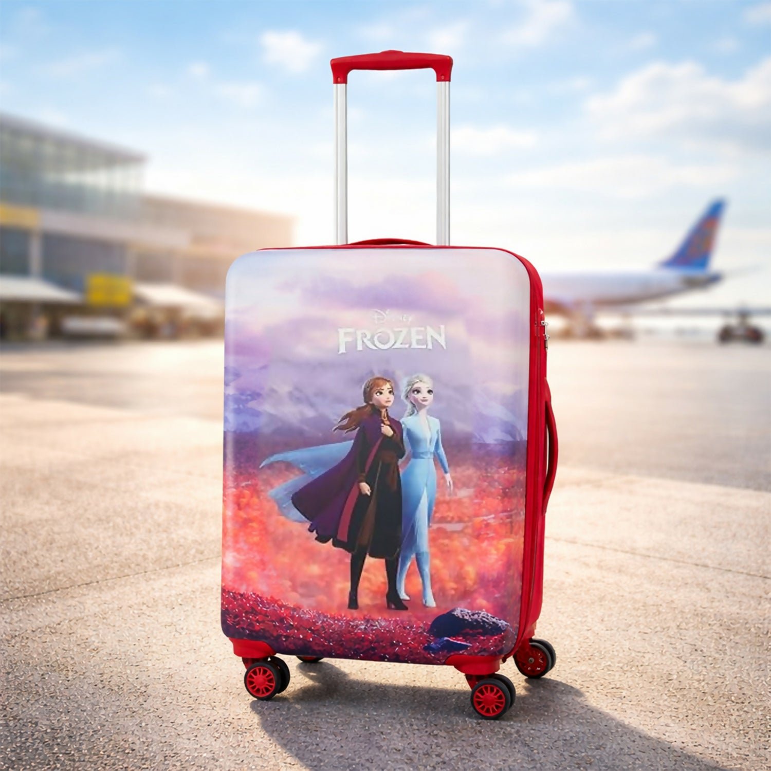 EdbwJeKBLL NOVEX Disney Frozen Red Travelling Kids Trolley Bags for Girls Luggage 4 Wheels ( Blue /22 Inch) - Image 1