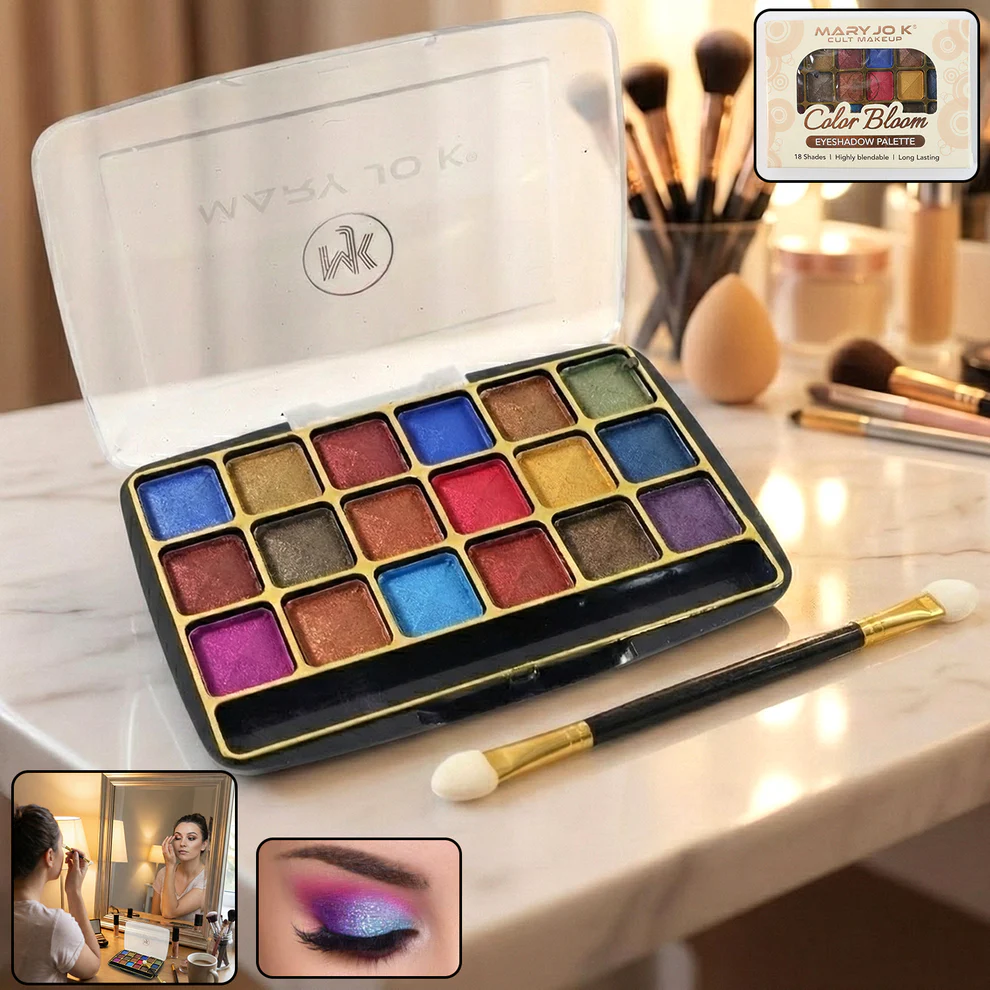 Eyeshadow-WOSKU-01 Premium 18-Color Shimmer Eyeshadow Palette (12 GM / 1 Pc) - Image 1