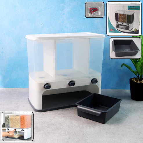 FoodStorageContainer-WOSKU-01 Easy Flow Cereal Dispenser for Kitchen 3 in 1 Push Button Wall Mount Container - Image 1