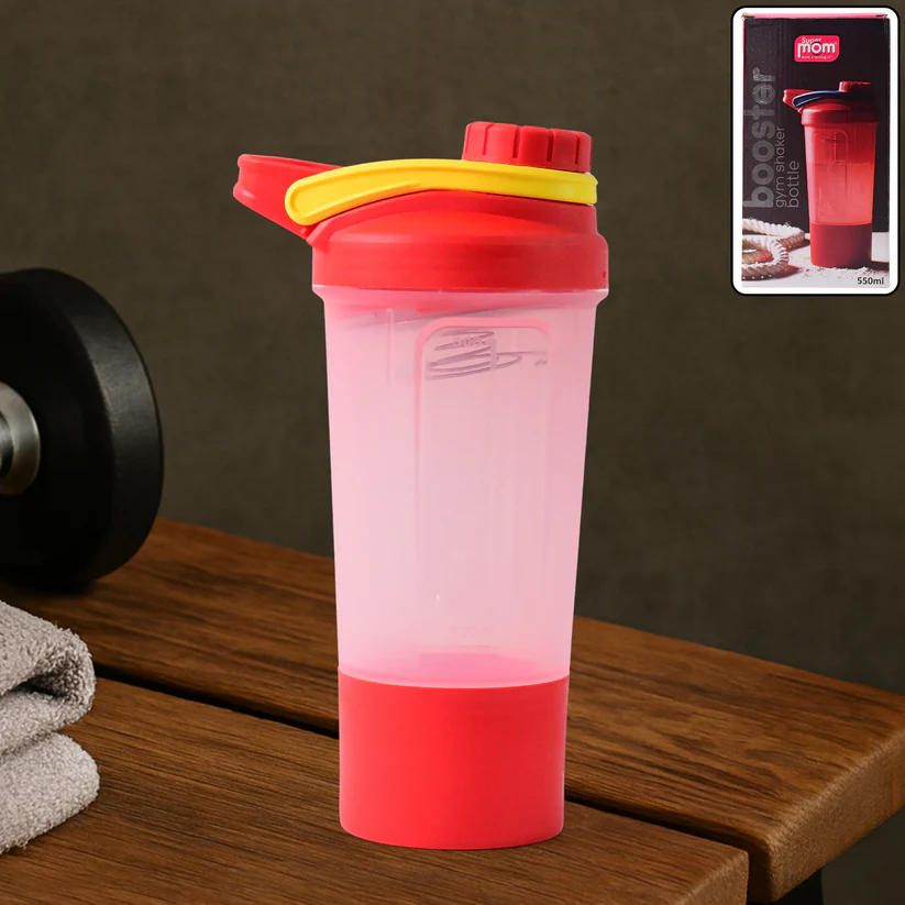 GYM-shaker-bottle-01 Supermom Plastic Premium Booster Gym Shaker Bottle with Mixing Ball (550ml / 1 Pc) - Image 1