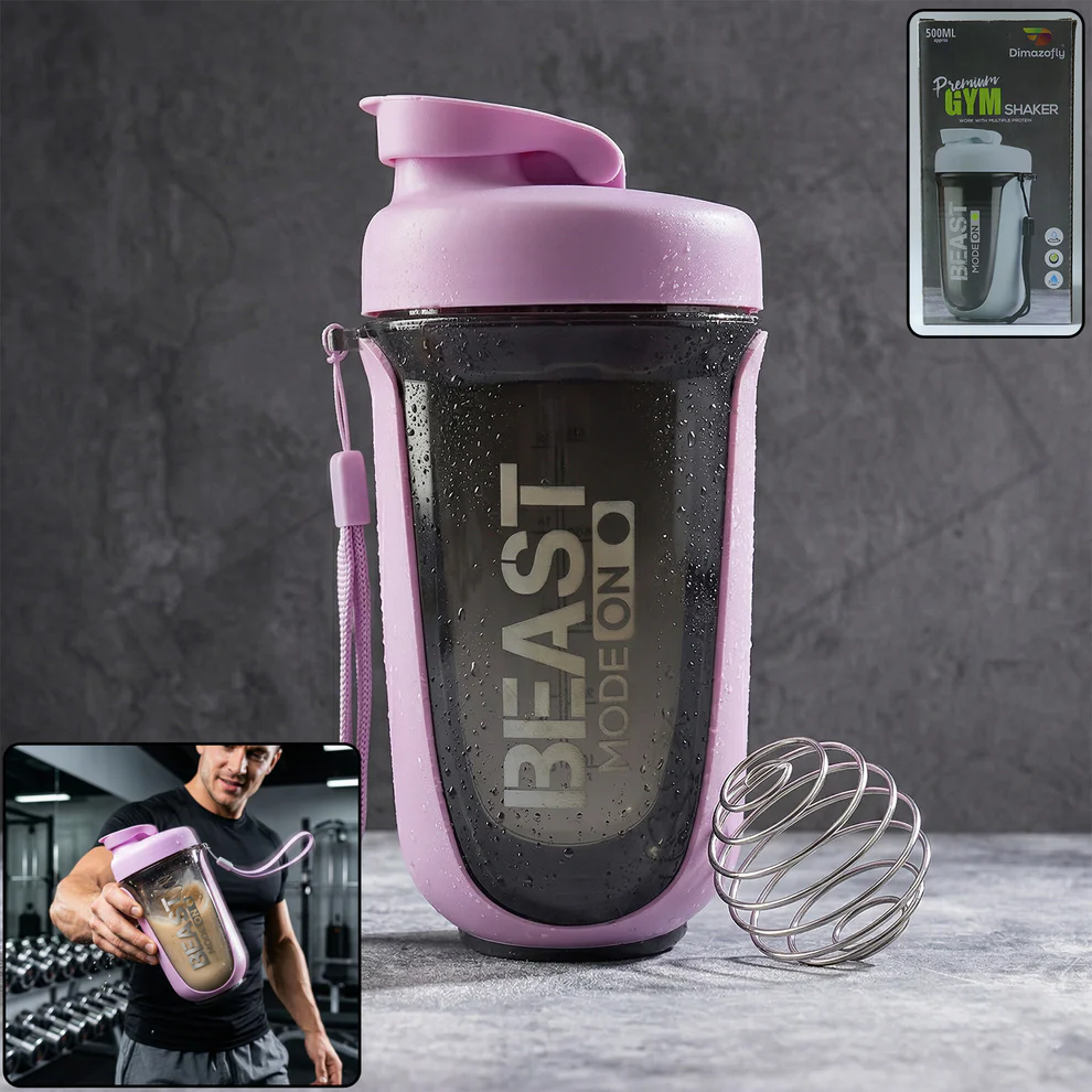 GymShakerBottle-WOSKU-01 Premium Leak Proof Gym Shaker Bottle, fit fusion, 500 ML Approx - Image 1