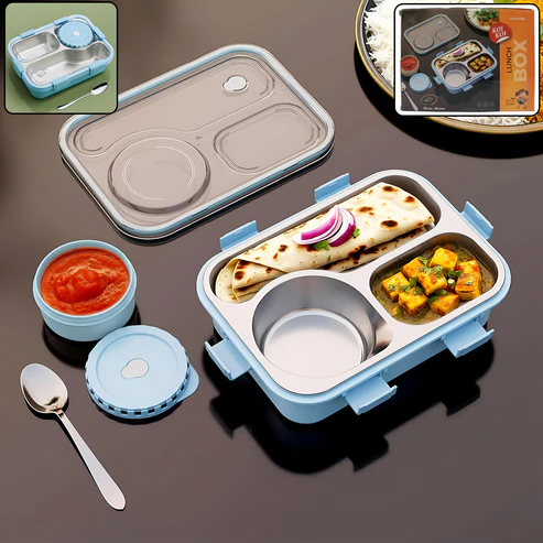 Lunch-Box-01_e4ef363b-2e66-407e-8d18-e243915232f8 Premium Stainless Steel Compartment Lunch Box 1 Set - Image 1