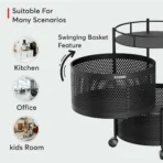 Metal Round High Quality Kitchen Trolley with Wheels (3 Layer / 1 Pc) - Image 6