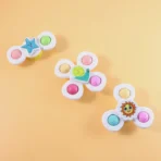 White Baby Spinner Toy Set – Sensory Suction Spin Toys (3 Pc Set) - Image 7