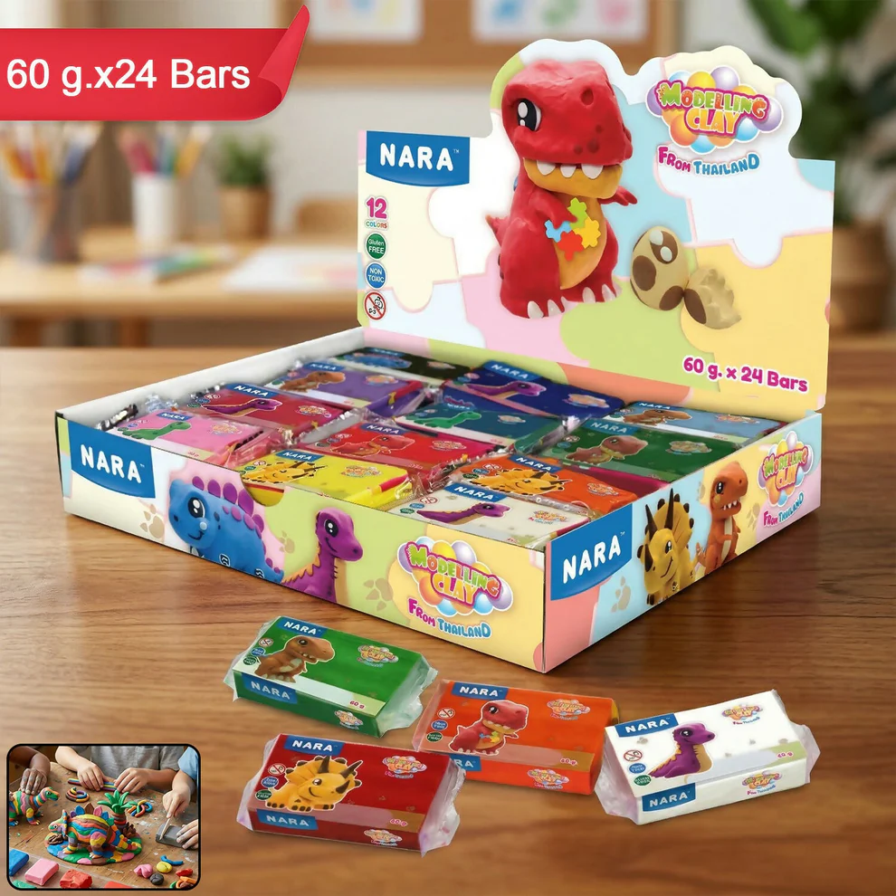 WCHUTY3AGy Nara 12 Color Modelling Clay Kit, Soft Creative Play Dough Set for Kids (60 Gm/24 Bars) - Image 1