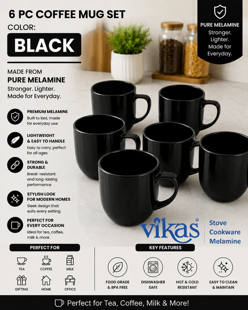 b4wtW3eKnc VIKAS COFFE MUG SET OF 6 PIECES WHITE - Image 1