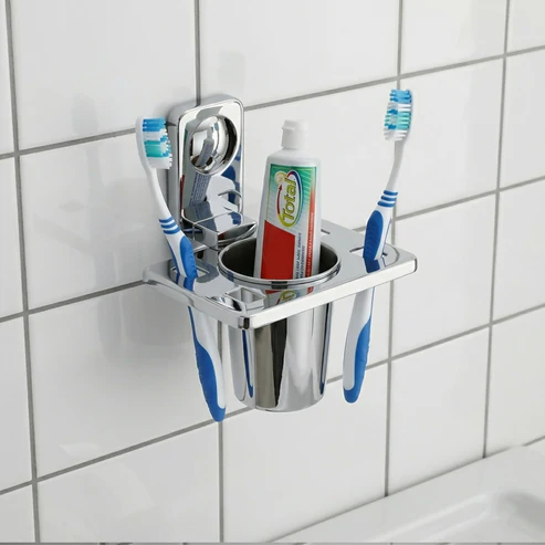 toohbrushholder1 Premium Stainless Steel Wall Mounted Toothbrush Holder with Toothpaste Slot - Image 1