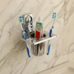 Premium Stainless Steel Wall Mounted Toothbrush Holder with Toothpaste Slot - Image 5