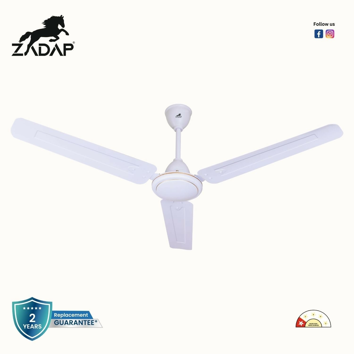 vxNmeKStBf Zadap 1200mm 52W High Speed Ceiling Fan(White) - Image 1