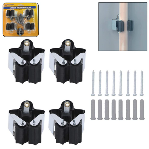 wall mount1 Multifunction Wall Mount Garage Holder for Mop / Broom / Hanger (4 Pcs Set) - Image 1